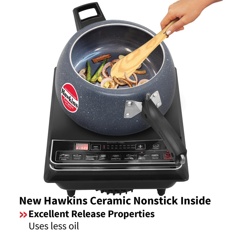 Hawkins 5 Litre Ceramic Nonstick Pressure Cooker, Induction Inner Lid Cooker, Granite Contura Shaped Cooker (ICC50)