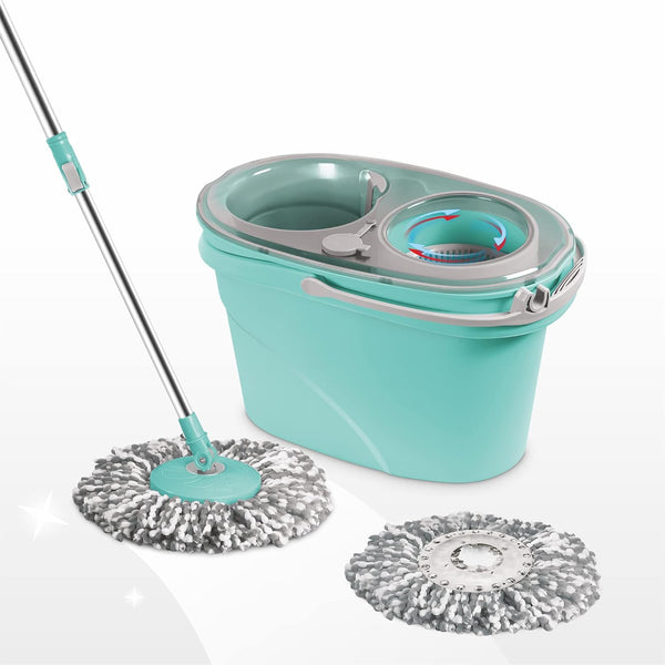 Spotzero By Milton Twin Star Spin Mop with Bucket | Stainless Steel Wringer | Cleaning Mop | Dry Compartments | Sturdy BasketSmart Spin Mop By Milton