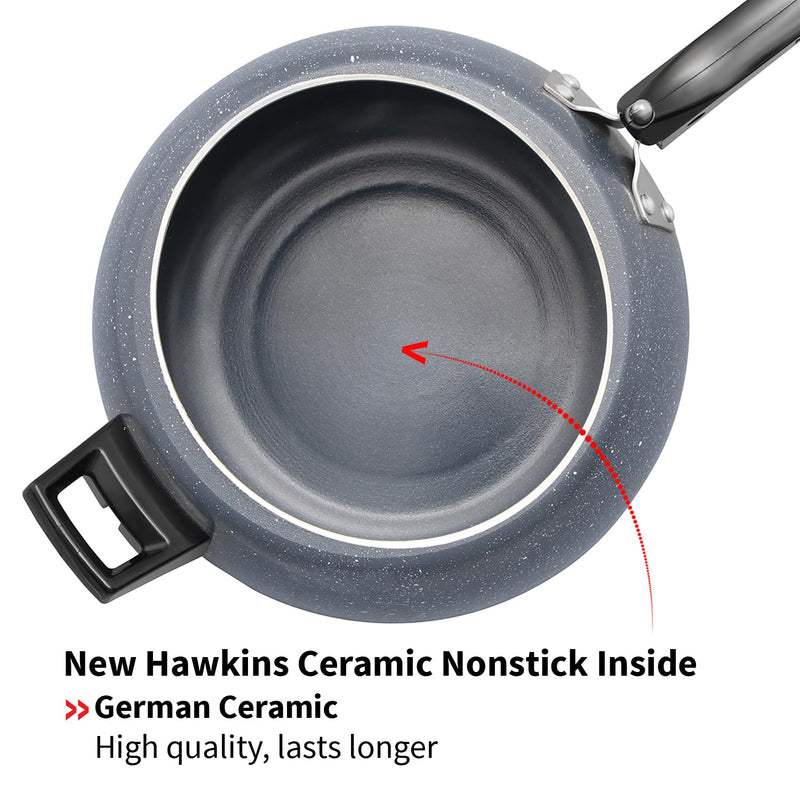 Hawkins 5 Litre Ceramic Nonstick Pressure Cooker, Induction Inner Lid Cooker, Granite Contura Shaped Cooker (ICC50)