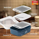AYPEE Quickuts 3 Different Blades Vegetable Grater 2200 ml with Plastic Collecton Box,2 Grater Plate,1 Slicer Blade, Stainless Steel Multi Functional Slicer for Vegetables, Fruit & Cheese,