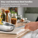 Hawkins Pro 26 cm Shielded Nonstick Triply Frying Pan, Fry Pan with Stainless Steel Handle and Glass Lid, Silver (PSNF26G)