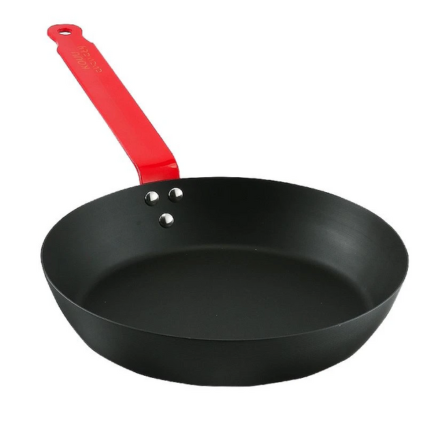 Carbon Steel Frying Pan with Red Handle
