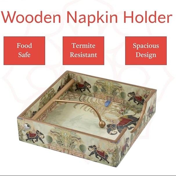 Napkin/tissue/serviettes Holder with Gold Engraving | Pack of 1