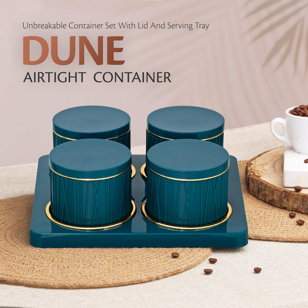 SELVEL Dune Airtight Dry Fruit Container Tray Set- 4 Pieces Blue