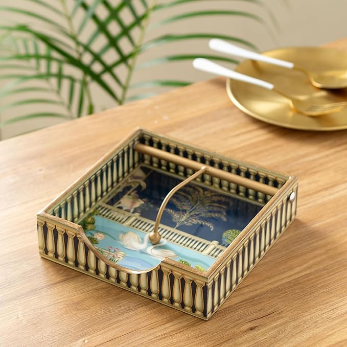 Napkin/tissue/serviettes Holder with Gold Engraving | Pack of 1