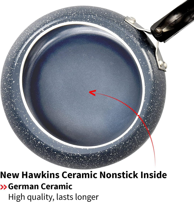 Hawkins 3 Litre Ceramic Nonstick Pressure Cooker, Induction Inner Lid Cooker, Granite Contura Shaped Cooker (ICC30)