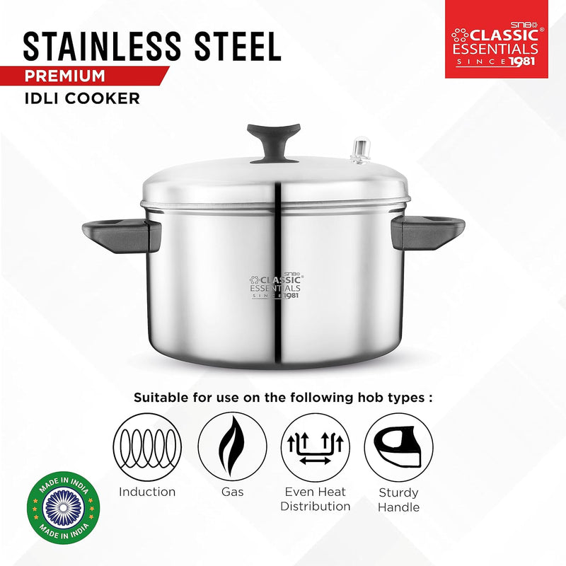 Classic essentials Stainless Steel Idli Cooker 16 and 24 idlis, Silver