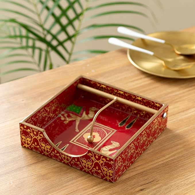 Napkin/tissue/serviettes Holder with Gold Engraving | Pack of 1