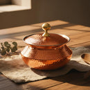 Copper Degchi with Lid – Pital Degchi / handi for Cooking | Kalai Lined Hammered