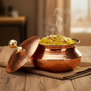Copper Degchi with Lid – Pital Degchi / handi for Cooking | Kalai Lined Hammered