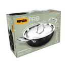 Hawkins Futura Pro 2.5 Litre Deep-Fry Pan, Nonstick Kadhai with Stainless Steel Handles and Stainless Steel Lid, Balck (PNK25S)