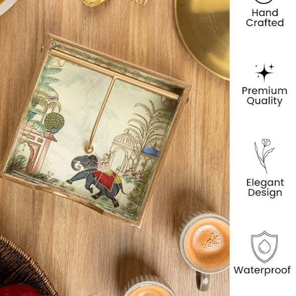 Napkin/tissue/serviettes Holder with Gold Engraving | Pack of 1