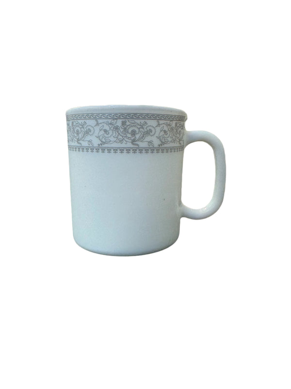 La Opala Opal Glass Coffee Mug 1 piece, Persian Silver, White 180 ml
