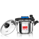 Prestige Svachh FLIP-ON Stainless Tri ply Steel Pressure Cooker 3 and 5 L with Glass Lid