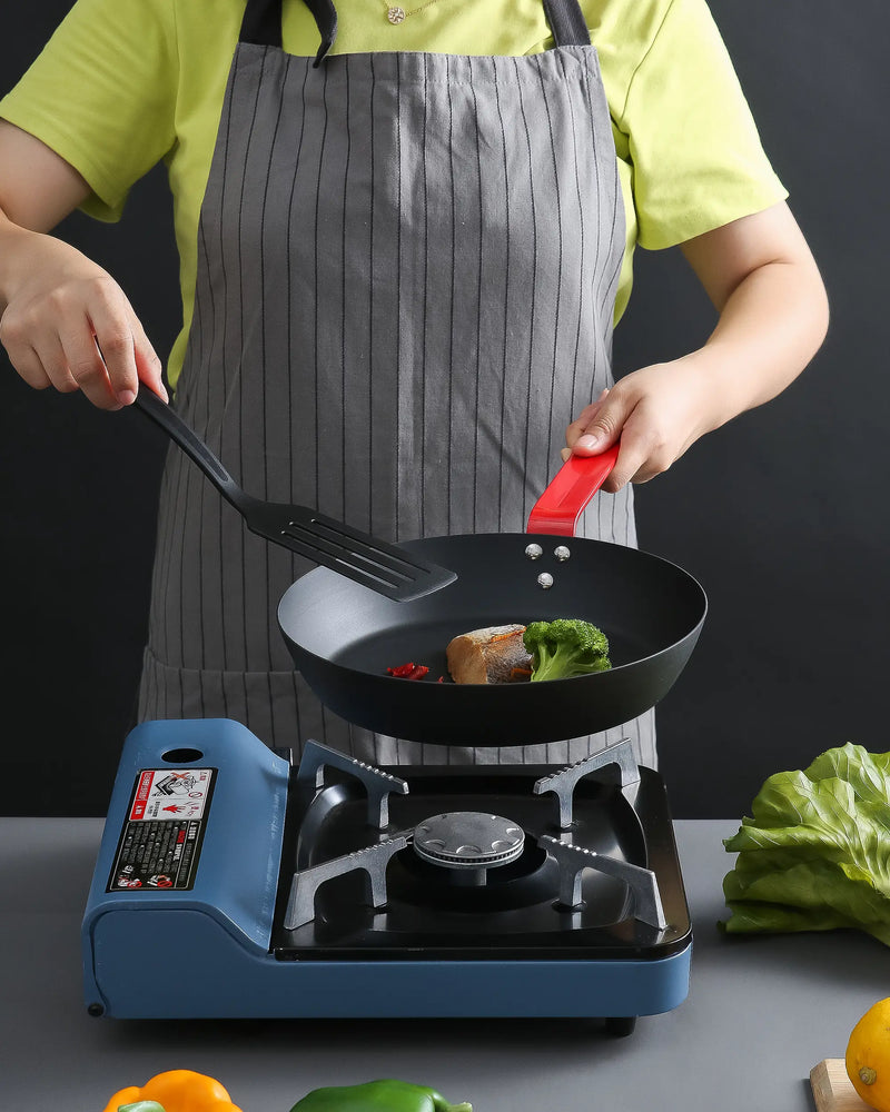 Carbon Steel Frying Pan with Red Handle