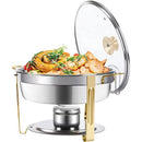 Chafing Dish round 5 Litre stainless steel Gold silver Glass Lid (2 weeks special)