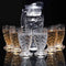 Crystal serving glass jug with lid and 6 glasses