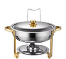 Chafing Dish round 5 Litre stainless steel Gold silver Steel Lid
