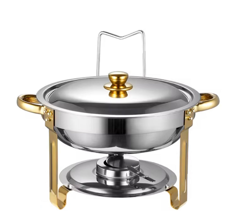 Chafing Dish round 5 Litre stainless steel Gold silver Steel Lid