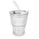 Glass Tumbler with Lid & Glass Straw