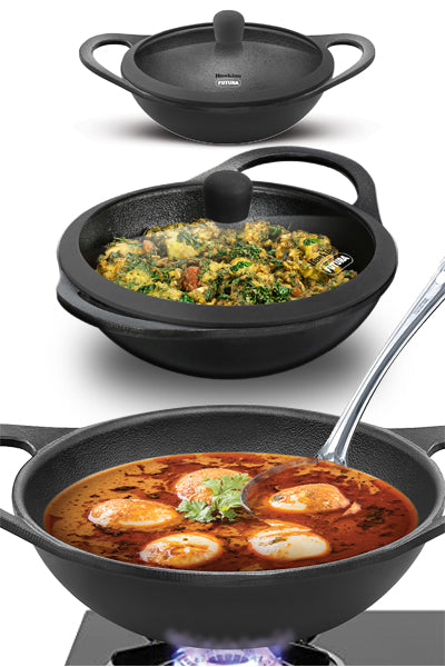 Futura Cast Iron Kadhai 2 litre with lid CIK20G