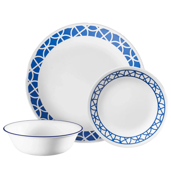 Corelle 12-Piece Dinnerware Set Cobalt Circles Service for 4