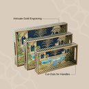 Serving Trays Set of 3 wooden assorted design