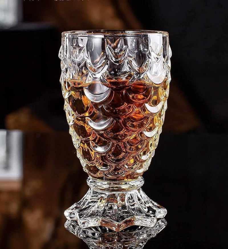 Crystal serving glass jug with lid and 6 glasses