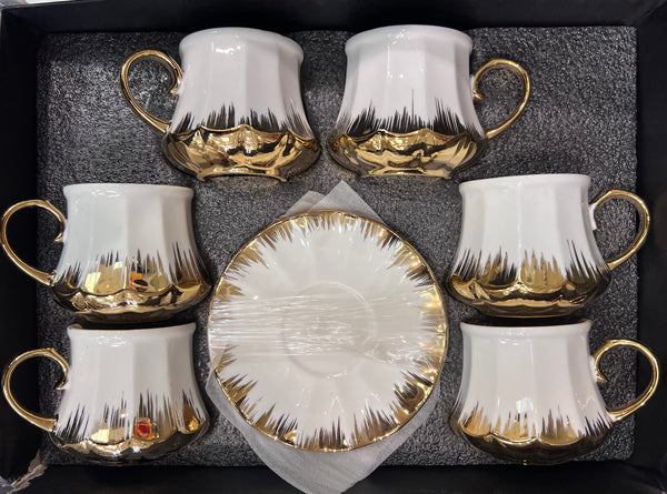 Cup and saucer set of 6, 2 colors 200ml