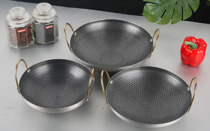 Honeycomb Wok/kadai Good Quality Coating Pots And Pans Stainless Steel Honeycomb Frying pan