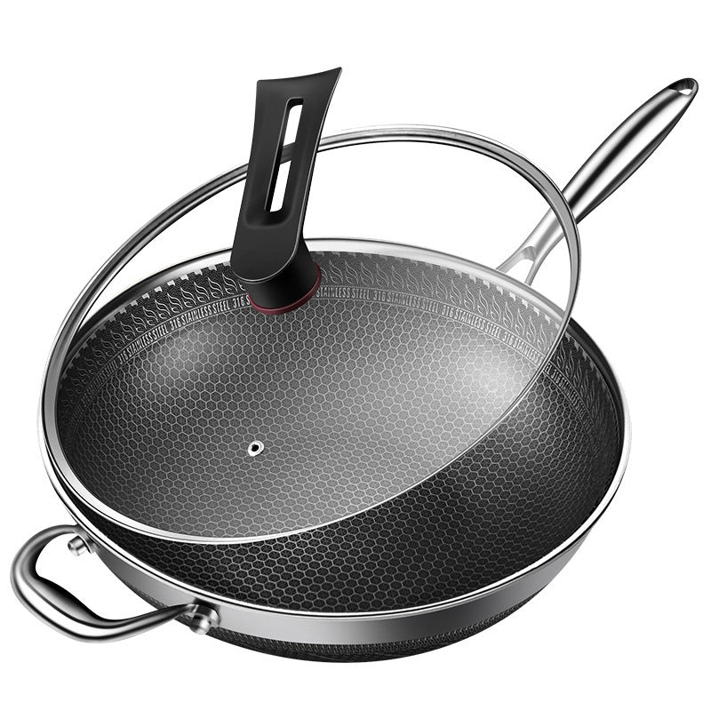 Stainless Steel Wok 304 Non Stick Frying Pan Pot and pans Tri-ply