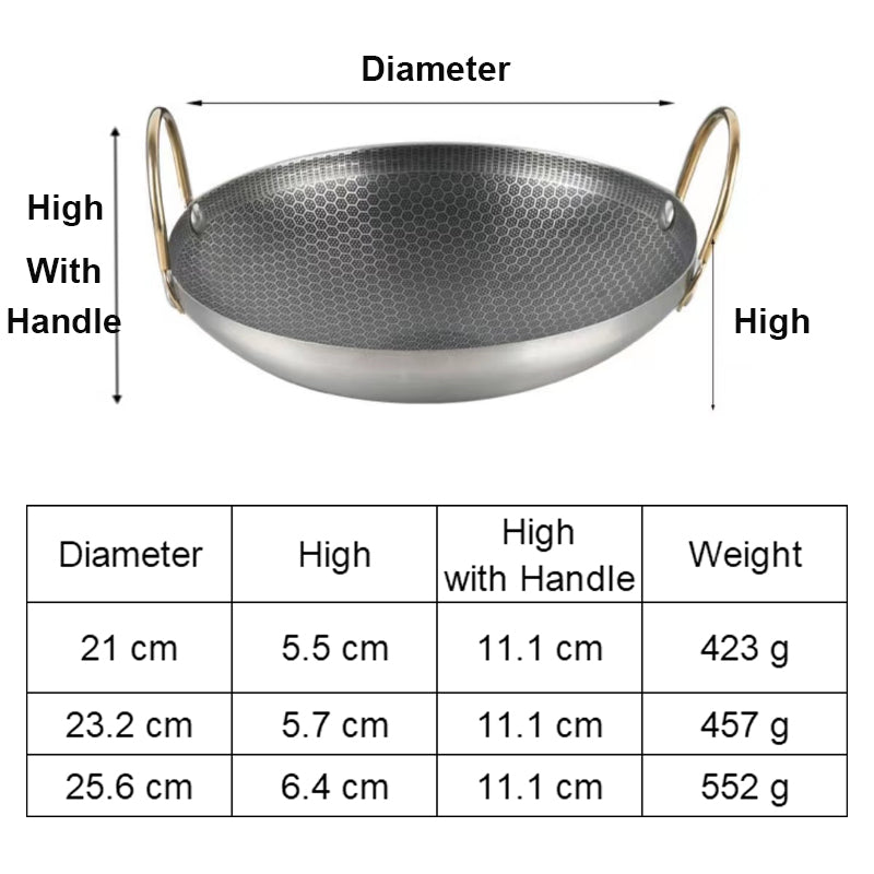 Honeycomb Wok/kadai Good Quality Coating Pots And Pans Stainless Steel Honeycomb Frying pan