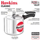 Hawkins Classic Aluminum Pressure Cooker, 3 Litre, Silver Tall CODE: ICL3T Induction base