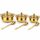 Gold Steel Handi serving Pot with lid -(9Pcs Set)