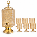 Serving glass jug with lid and 6 glasses