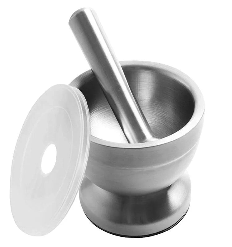 Brushed Stainless Steel Spice Grinder Pill crusher Mortar and pestle