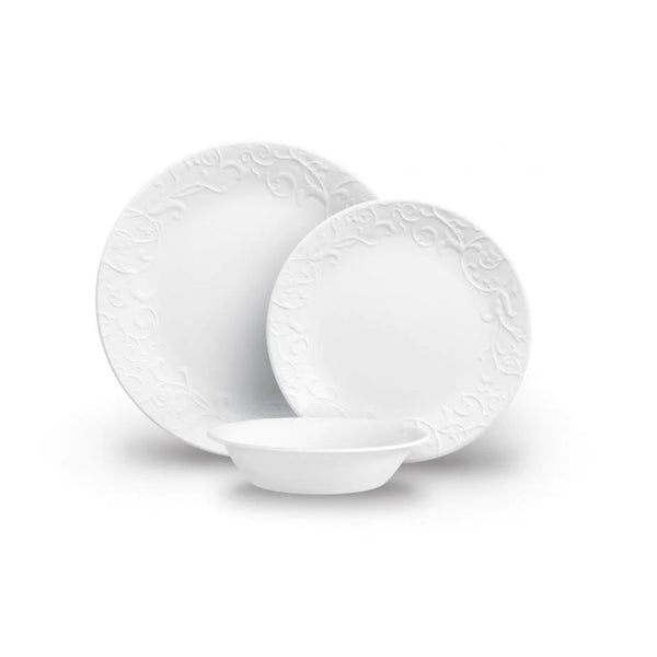Corelle Embossed Bella Faenza 12-Pc Dinnerware Set, White