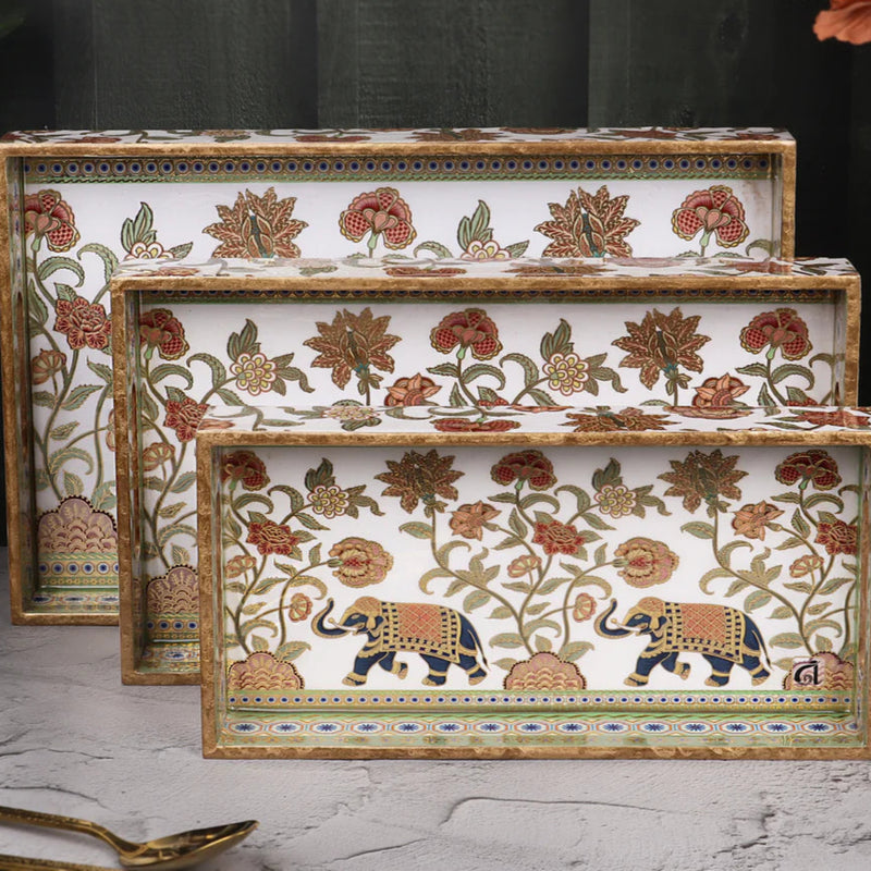 Serving Trays Set of 3 wooden assorted design