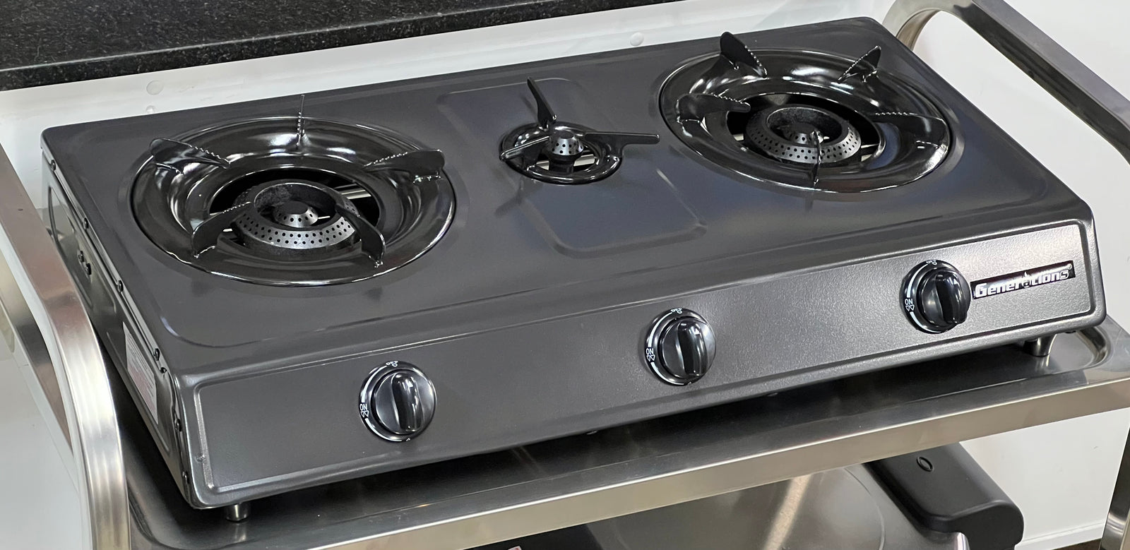 Triple Gas Burner Cooker AUTO IGNITION Countertop Outdoor use The