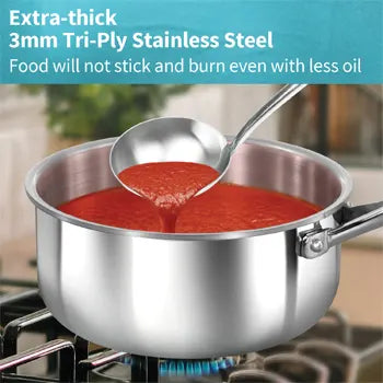 Hawkins Pro 2.5 Litre Sauce Pan, Triply Sauce Pan with Stainless Steel Handle and Stainless Steel Lid, Silver (PSSP25S)