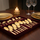 GOLD PLATED CUTLERY SET WITH VELVET BOX- SET OF 26 PCS