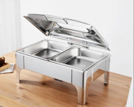 Chafing dish rectangle Hydraulic with flip top 9 Litre double