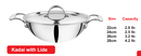 Sapphire Stainless Steel deep Tri PLY Kadhai/ wok with Lid