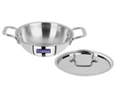 Fivanaa Stainless Steel deep Tri PLY Kadhai/ wok with Lid (induction friendly)