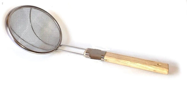 Stainless Steel Wire mesh Strainer Spider Strainer with Wooden Handle