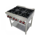 6 Burner ULPG/NG Gas Cooktop Stove Hob - Commercial Kitchen Ranges & Stoves + Stand - Gasmax