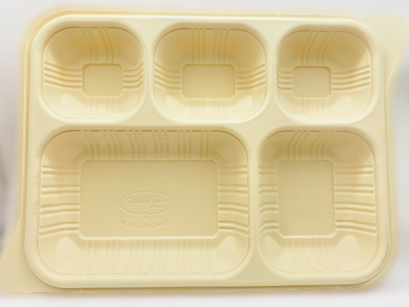 ECO FRIENDLY MEAL disposable PLATE | CORNSTARCH | 5 COMPARTMENT (Pack Of 10pc)
