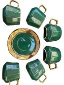 Cup and saucer set of 6 Green Golden