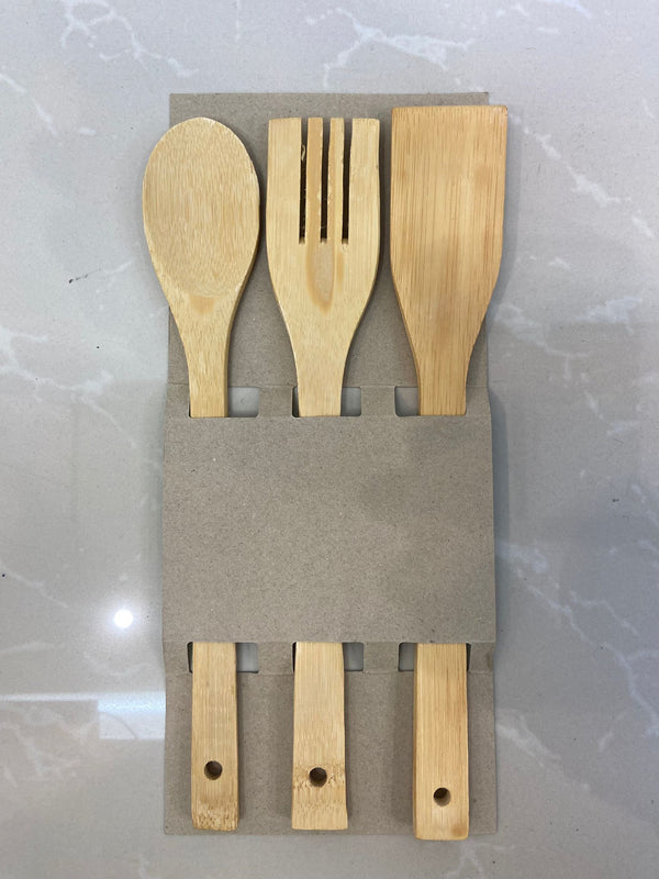 Bamboo 3 piece kitchen spoon set