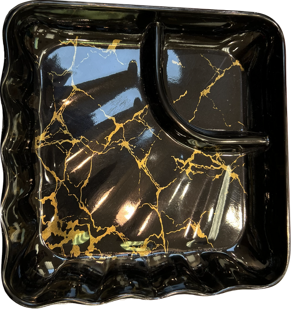 Melamine entree plate 18cm Black & Gold